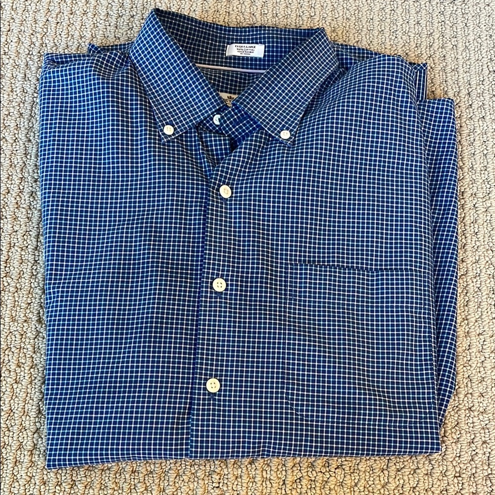 Peter Millar Navy Checkered Button-Down Shirt